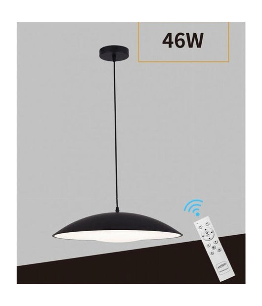 Lampadario Led A Sospensione 46w 3 Colorazione Luce Dimmerabile Telecomando B81-3c  Nero       