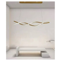 Trade Shop - Lampadario Led A Sospensione 48w Oro Spirale Ondulato Vortice Intrecciato Luce 4000k 32507         