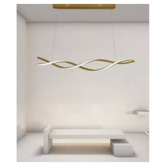 Trade Shop - Lampadario Led A Sospensione 48w Oro Spirale Ondulato Vortice Intrecciato Luce 4000k 32507         