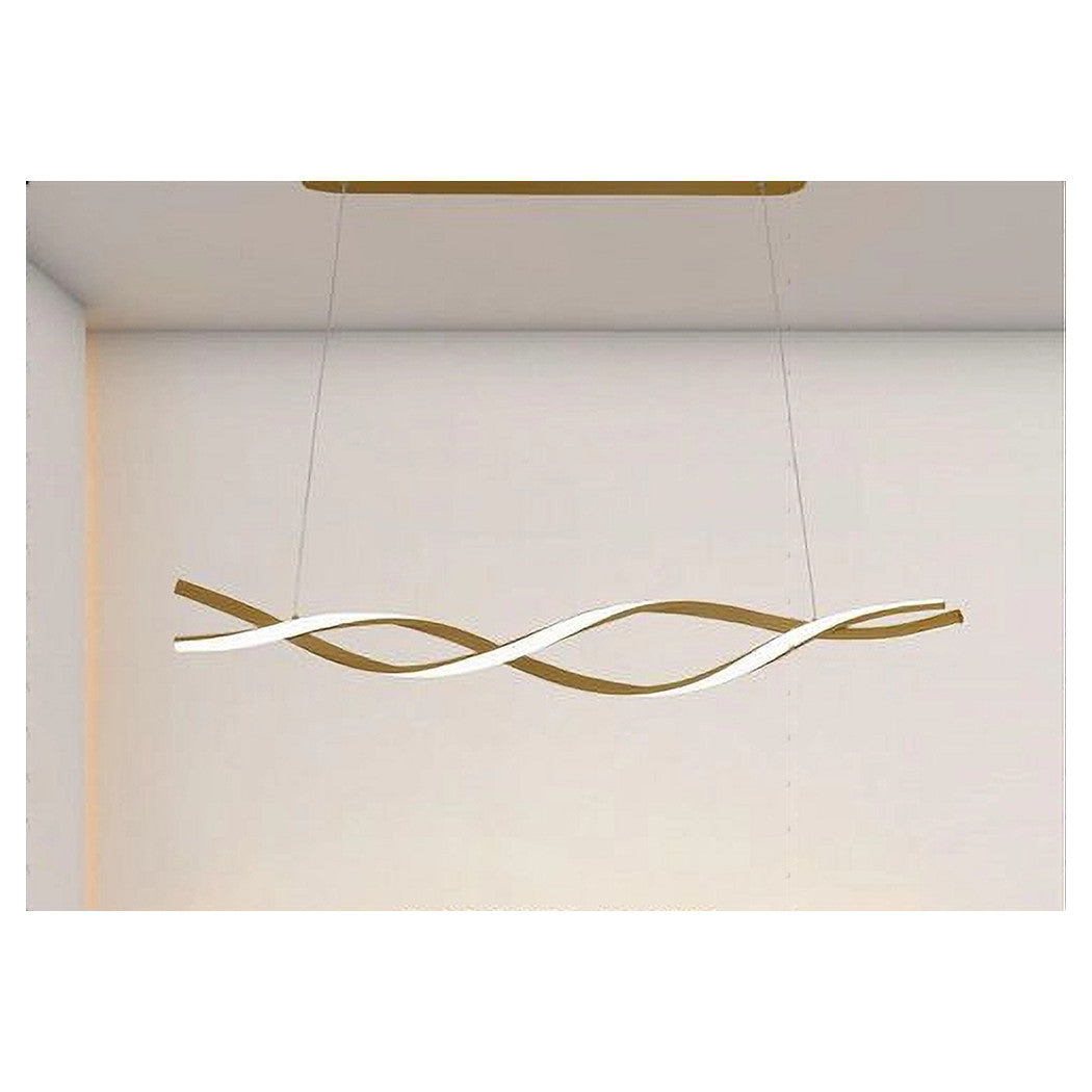 Trade Shop - Lampadario Led A Sospensione 48w Oro Spirale Ondulato Vortice Intrecciato Luce 4000k 32507         