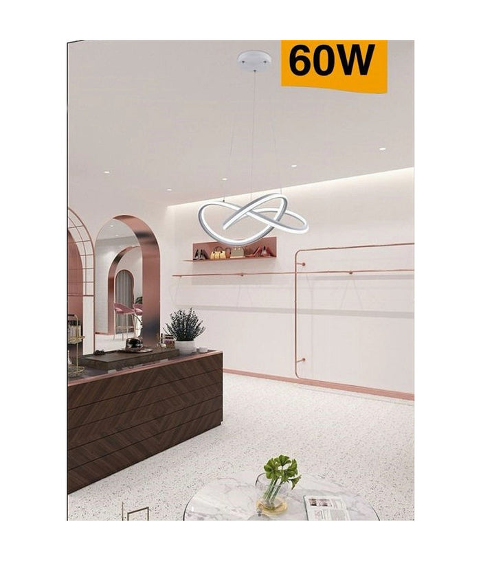 Lampadario Led A Sospensione Moderno Intrecciato Bianco 60w 3 Colori Luce A50-b3c         