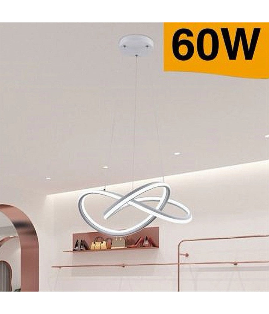 Lampadario Led A Sospensione Moderno Intrecciato Bianco 60w 3 Colori Luce A50-b3c         