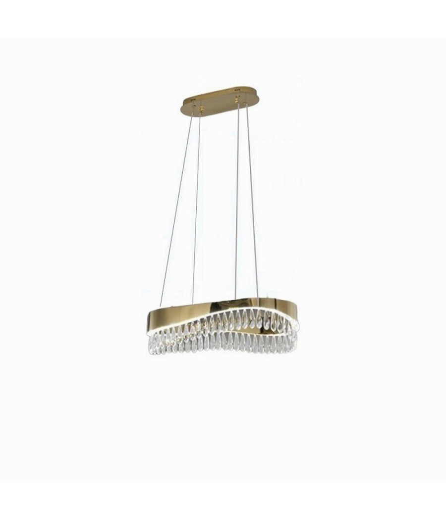 Lampadario Led A Sospensione Oro 35 W Con Cristalli Contemporaneo Luce 6500k B78         