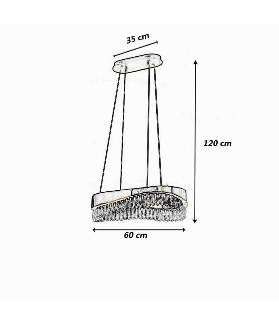 Lampadario Led A Sospensione Oro 35 W Con Cristalli Contemporaneo Luce 6500k B78         