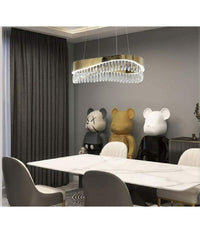 Lampadario Led A Sospensione Oro 35 W Con Cristalli Contemporaneo Luce 6500k B78         