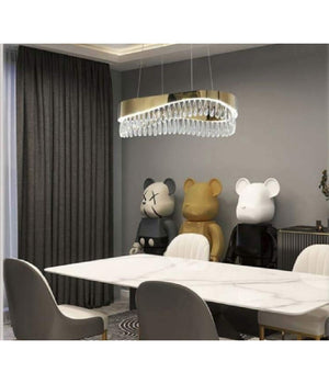 Lampadario Led A Sospensione Oro 35 W Con Cristalli Contemporaneo Luce 6500k B78         