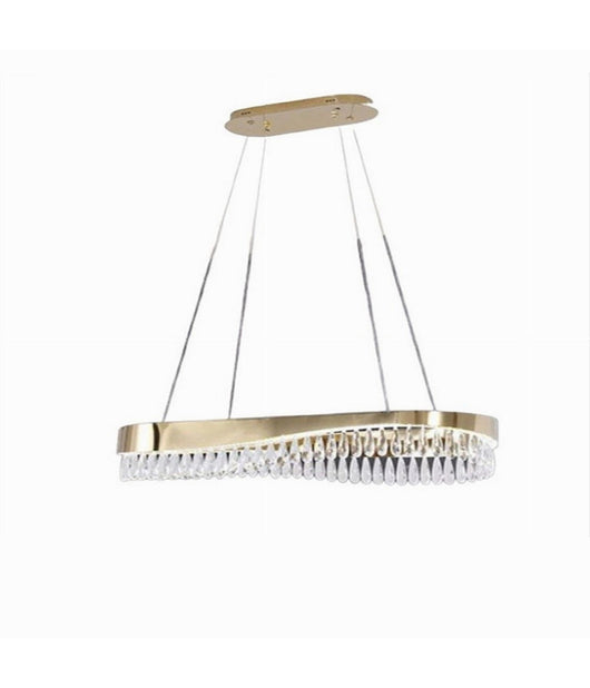 Lampadario Led A Sospensione Oro 45w Con Cristalli Contemporaneo Luce Fredda B77         