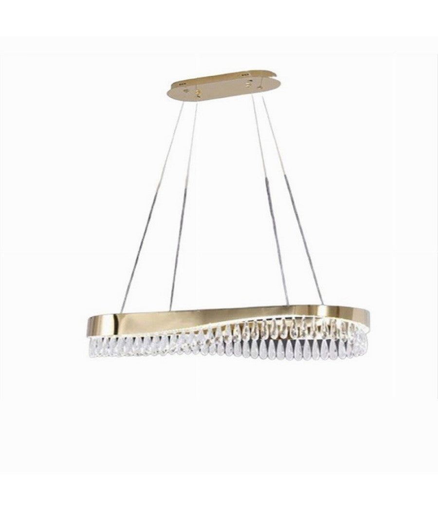 Lampadario Led A Sospensione Oro 45w Con Cristalli Contemporaneo Luce Fredda B77         