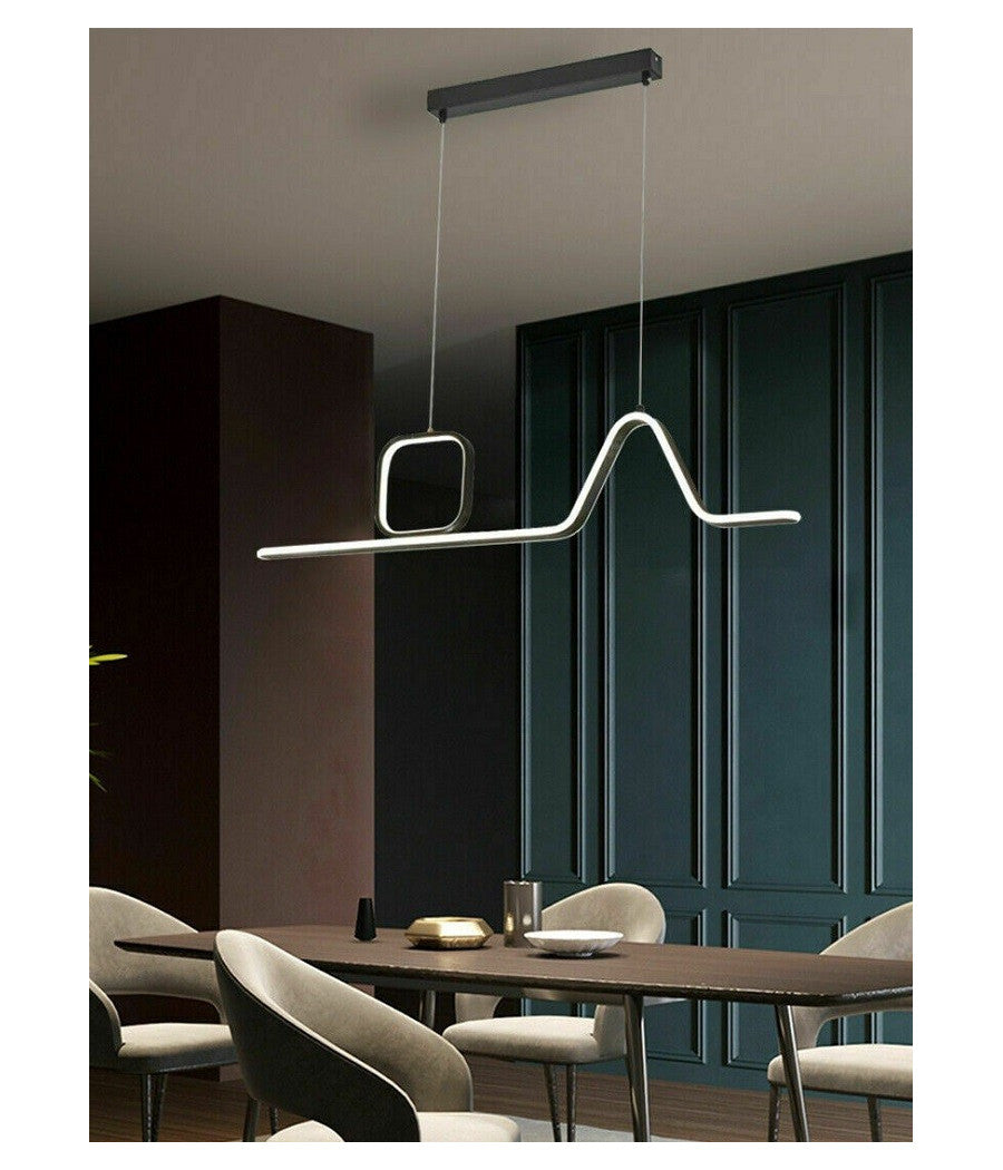 Lampadario Led A Sospensione Soffitto 46 Watt Moderno Nero Luce 6500k 4000k B57         