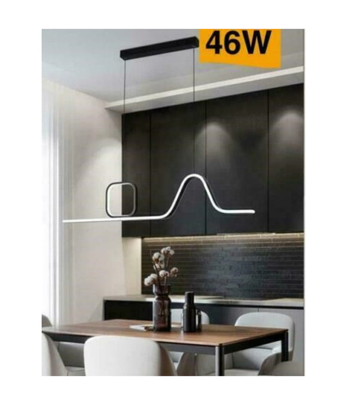 Lampadario Led A Sospensione Soffitto 46 Watt Moderno Nero Luce 6500k 4000k B57  -bianco Freddo      -