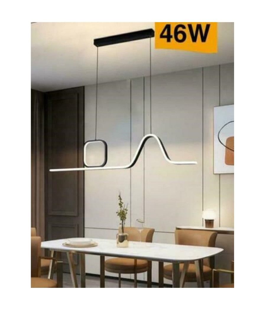 Lampadario Led A Sospensione Soffitto 46 Watt Moderno Nero Luce 6500k 4000k B57         