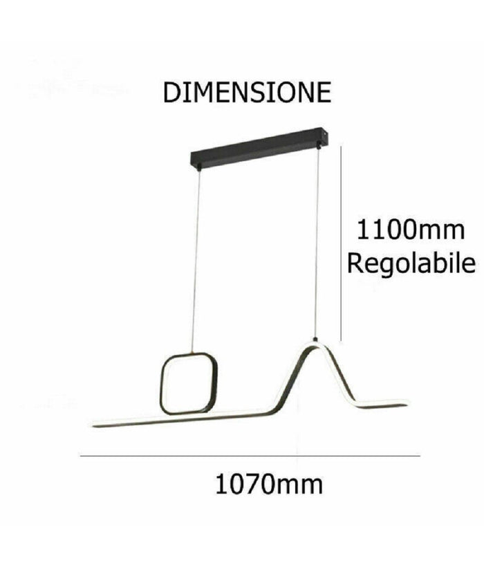 Lampadario Led A Sospensione Soffitto 46 Watt Moderno Nero Luce 6500k 4000k B57         