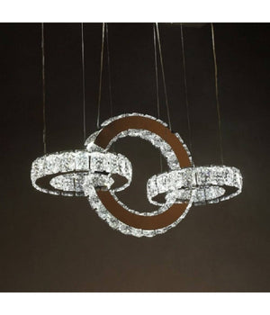 Lampadario Led Design Moderno Cerchi Di Cristallo 25 Watt Luce Bianco Freddo B34         