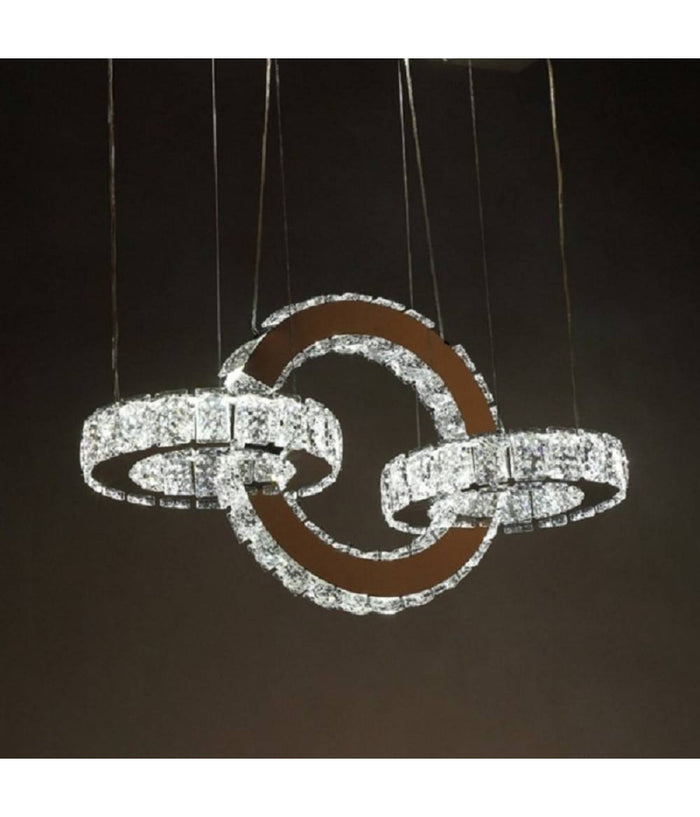 Lampadario Led Design Moderno Cerchi Di Cristallo 25 Watt Luce Bianco Freddo B34         