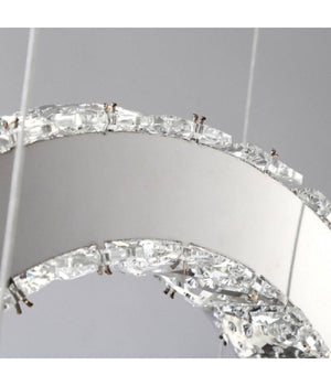 Lampadario Led Design Moderno Cerchi Di Cristallo 25 Watt Luce Bianco Freddo B34         