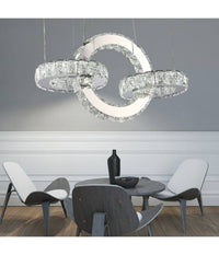 Lampadario Led Design Moderno Cerchi Di Cristallo 25 Watt Luce Bianco Freddo B34         