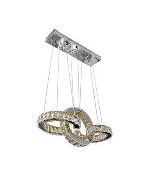 Lampadario Led Design Moderno Cerchi Di Cristallo 25 Watt Luce Bianco Freddo B34         