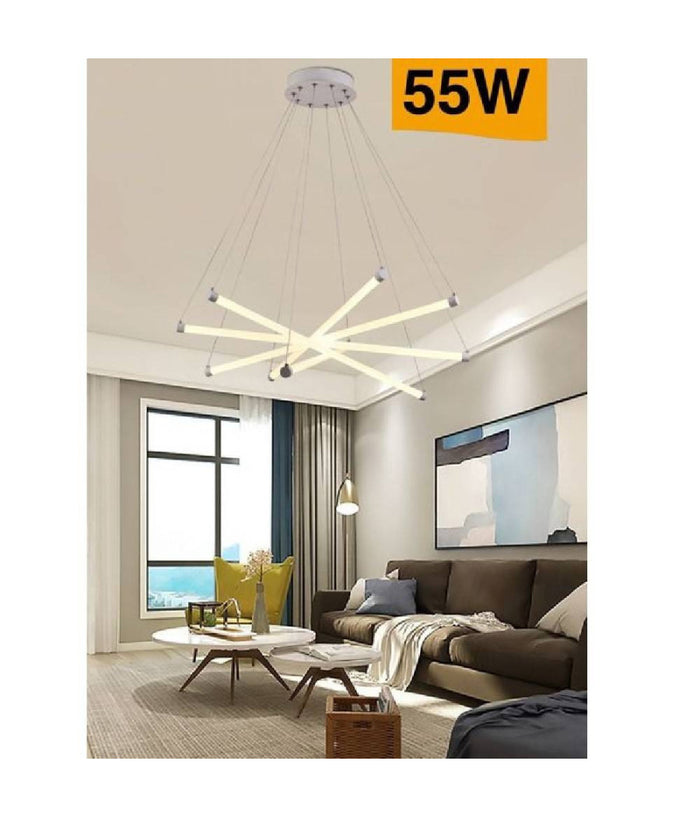 Lampadario Led Moderno 55w A Sospensione A Raggi Luce Fredda Calda Naturale A05-o         