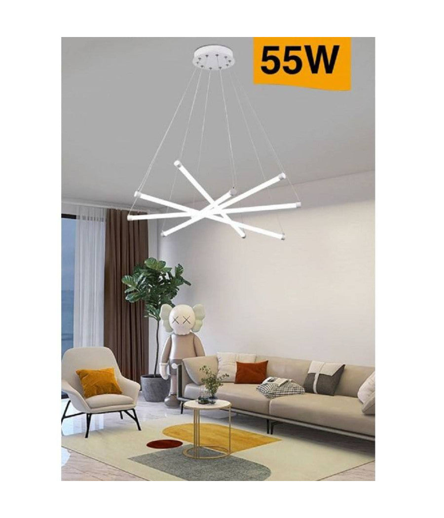 Lampadario Led Moderno 55w A Sospensione A Raggi Luce Fredda Calda Naturale A05-o  -bianco Freddo      -