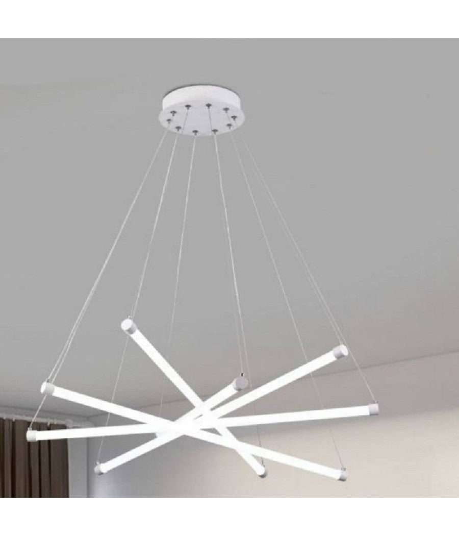 Lampadario Led Moderno 55w A Sospensione A Raggi Luce Fredda Calda Naturale A05-o         