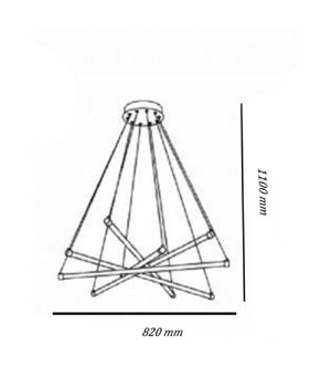 Lampadario Led Moderno 55w A Sospensione A Raggi Luce Fredda Calda Naturale A05-o         