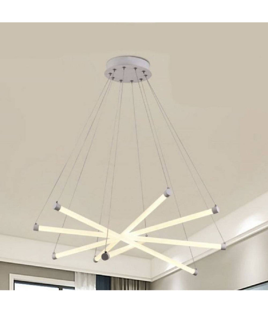 Lampadario Led Moderno 55w A Sospensione A Raggi Luce Fredda Calda Naturale A05-o         