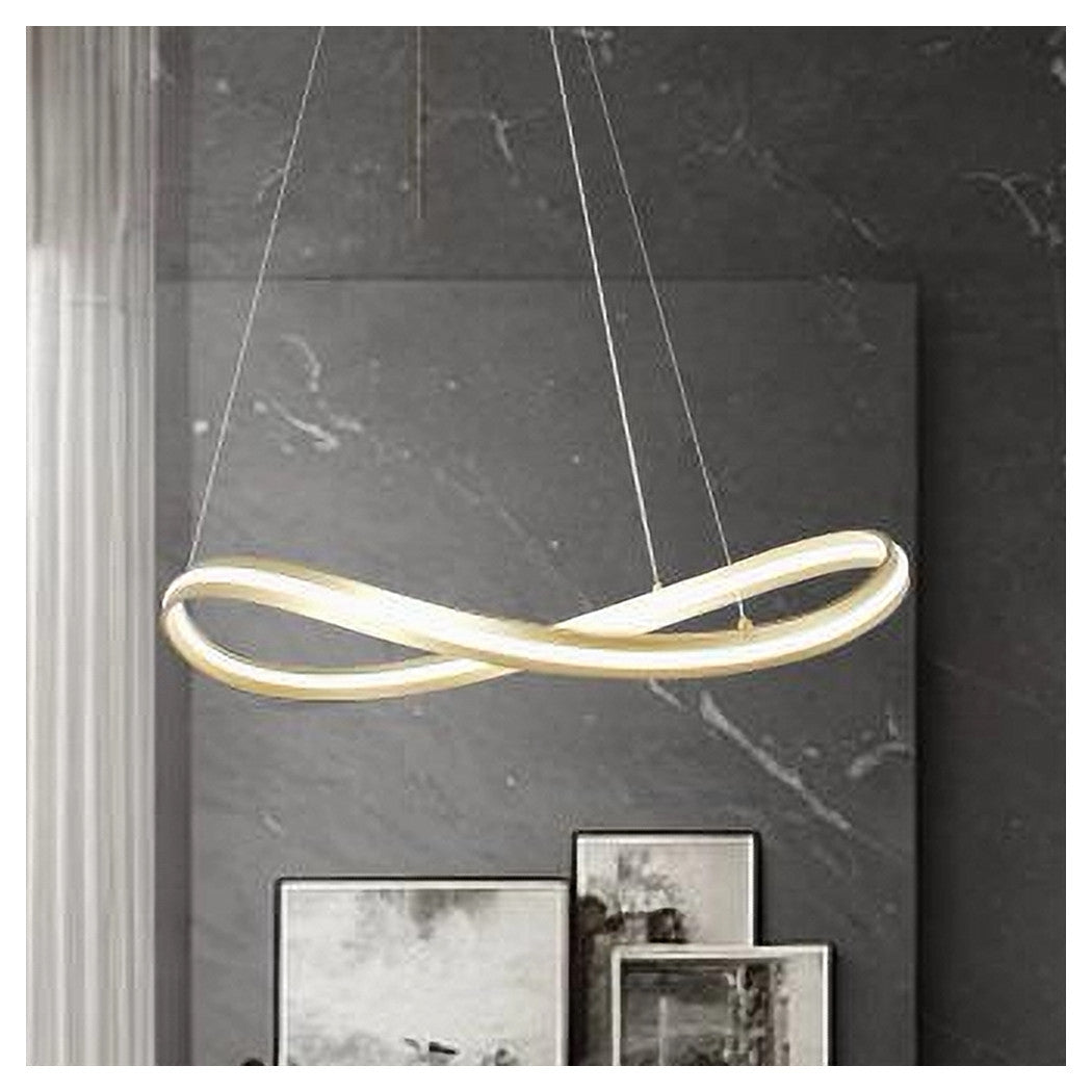 Trade Shop - Lampadario Led Moderno A Fiocco 100w Lampada A Sospensione Luce 4000k 70cm Oro 33412         