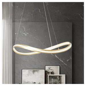 Trade Shop - Lampadario Led Moderno A Fiocco 100w Lampada A Sospensione Luce 4000k 70cm Oro 33412         