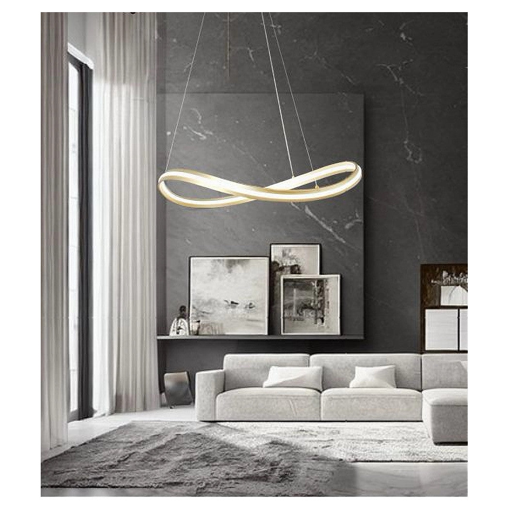 Trade Shop - Lampadario Led Moderno A Fiocco 100w Lampada A Sospensione Luce 4000k 70cm Oro 33412         