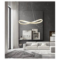 Trade Shop - Lampadario Led Moderno A Fiocco 100w Lampada A Sospensione Luce 4000k 70cm Oro 33412         