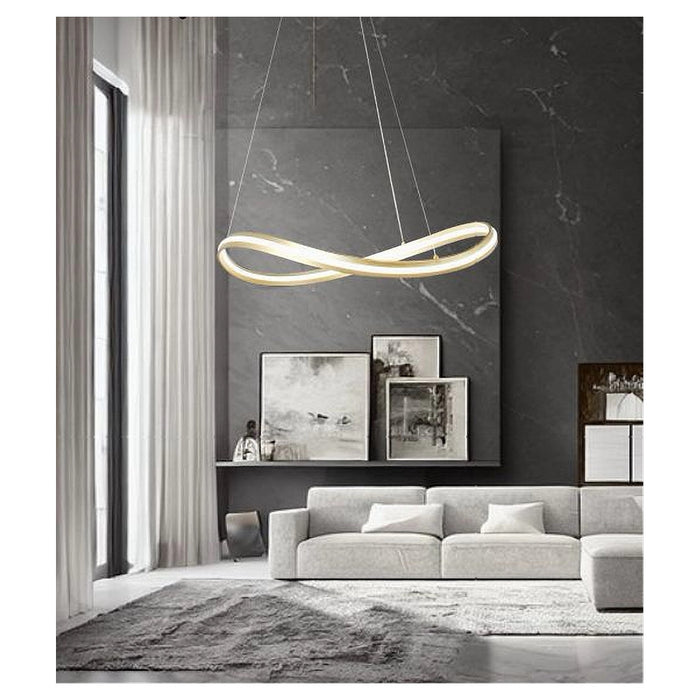 Trade Shop - Lampadario Led Moderno A Fiocco 100w Lampada A Sospensione Luce 4000k 70cm Oro 33412         