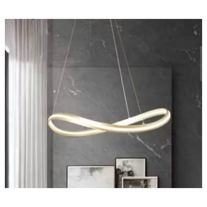Trade Shop - Lampadario Led Moderno A Fiocco 100w Lampada A Sospensione Luce 4000k 70cm Oro 33412         