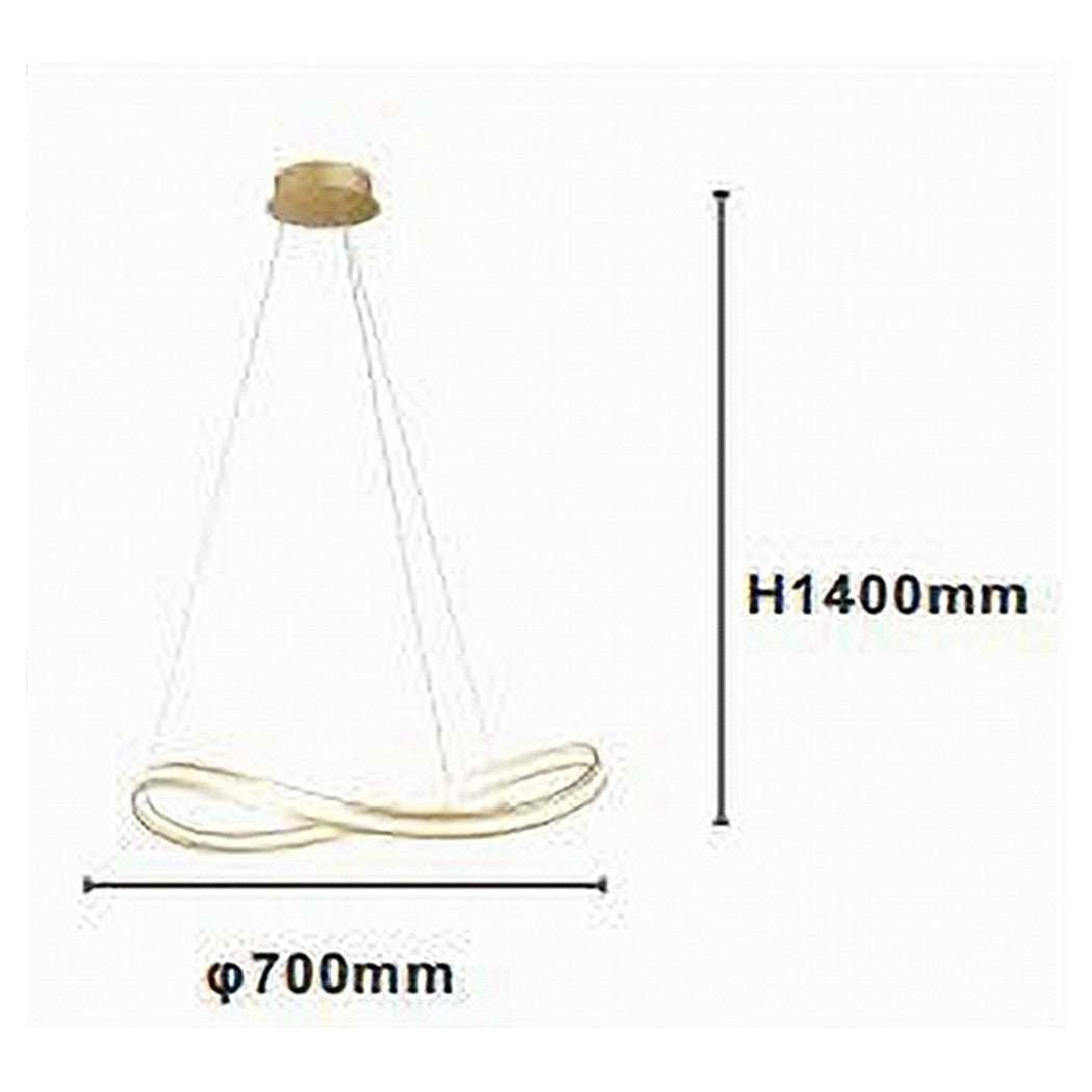 Trade Shop - Lampadario Led Moderno A Fiocco 100w Lampada A Sospensione Luce 4000k 70cm Oro 33412         