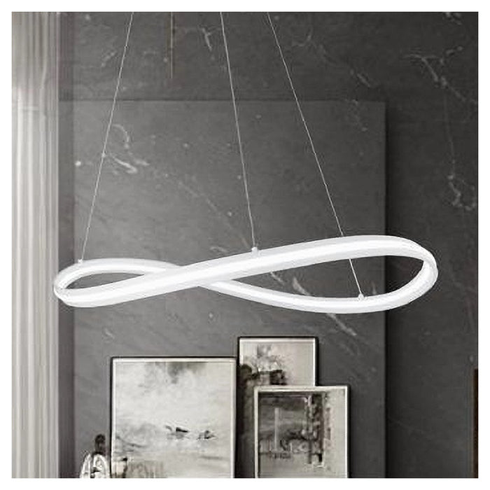 Trade Shop - Lampadario Led Moderno A Fiocco 100w Lampada A Sospensione Luce 6500k 70cm Bianco 33382         