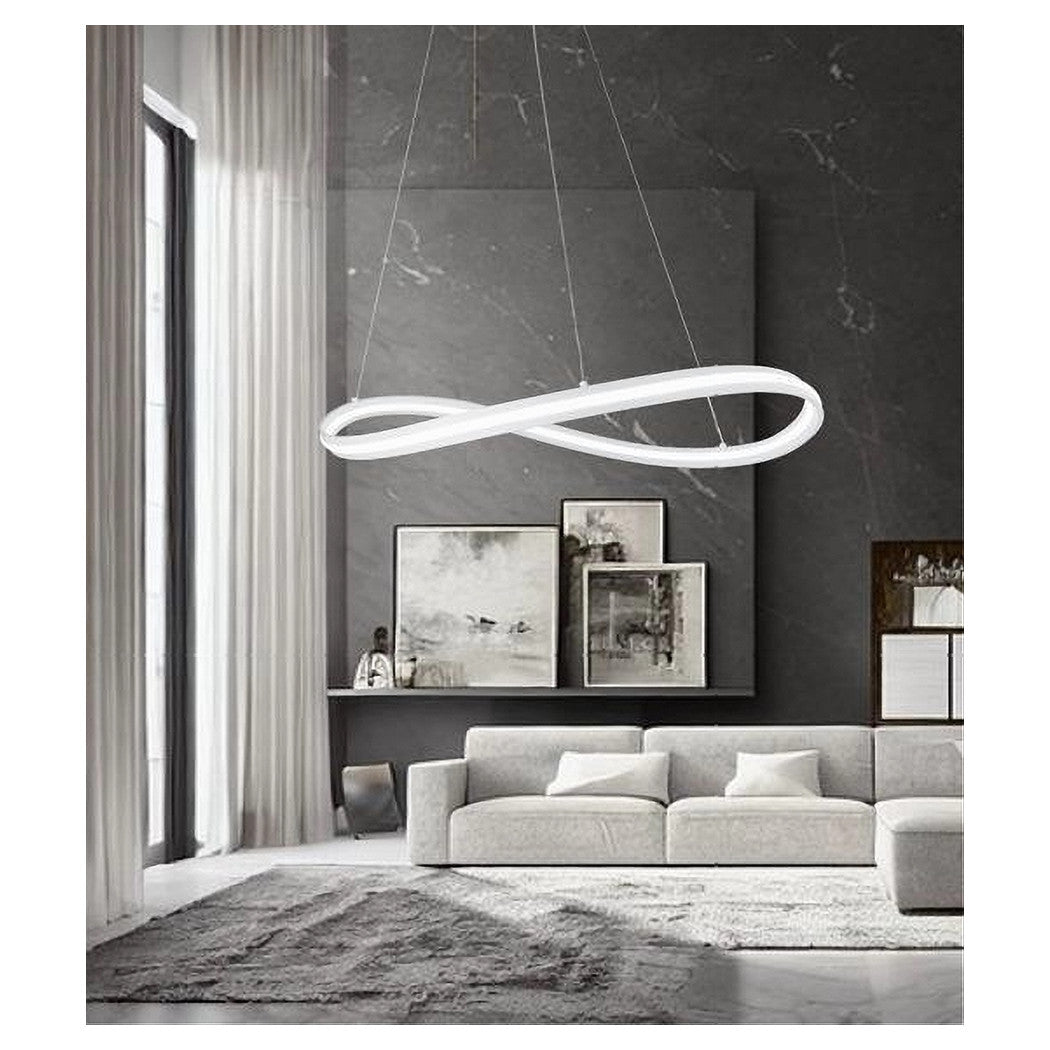 Trade Shop - Lampadario Led Moderno A Fiocco 100w Lampada A Sospensione Luce 6500k 70cm Bianco 33382         