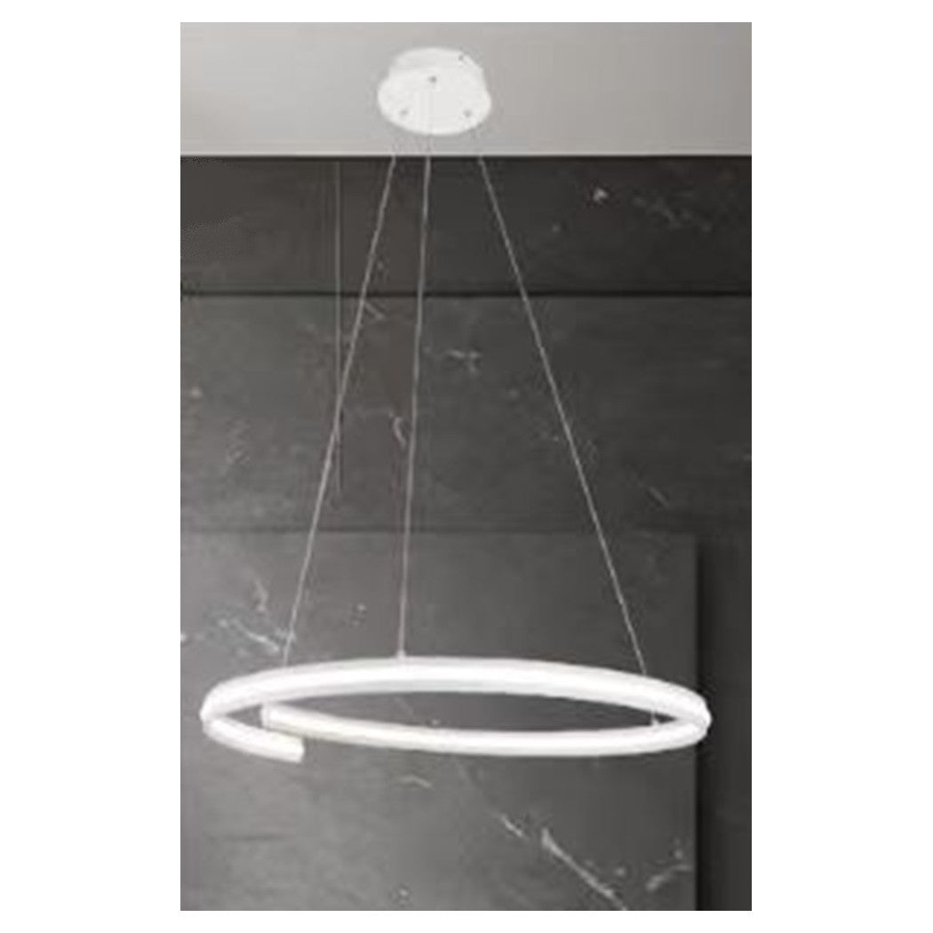 Trade Shop - Lampadario Led Moderno A Semicerchio 100w A Sospensione Luce 4000k 70cm Bianco 33436         
