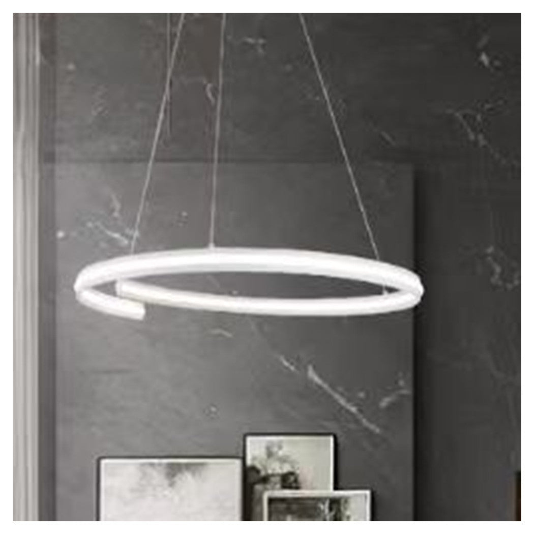 Trade Shop - Lampadario Led Moderno A Semicerchio 100w A Sospensione Luce 4000k 70cm Bianco 33436         