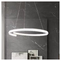 Trade Shop - Lampadario Led Moderno A Semicerchio 100w A Sospensione Luce 4000k 70cm Bianco 33436         