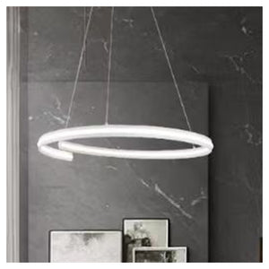 Trade Shop - Lampadario Led Moderno A Semicerchio 100w A Sospensione Luce 4000k 70cm Bianco 33436         