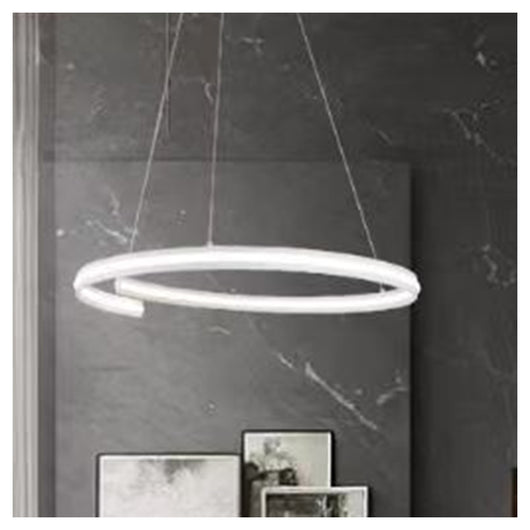 Trade Shop - Lampadario Led Moderno A Semicerchio 100w A Sospensione Luce 4000k 70cm Bianco 33436         