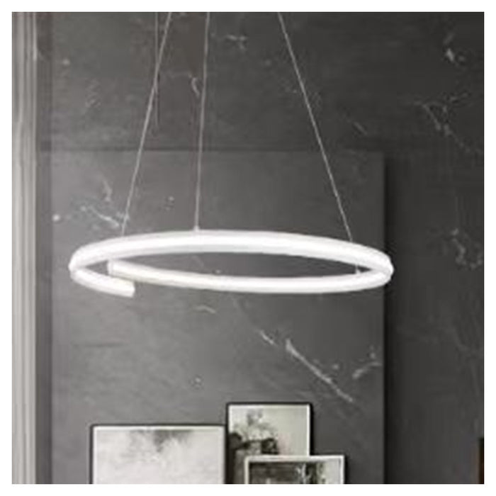 Trade Shop - Lampadario Led Moderno A Semicerchio 100w A Sospensione Luce 4000k 70cm Bianco 33436         