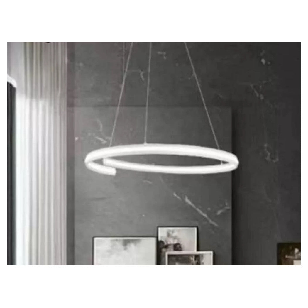 Trade Shop - Lampadario Led Moderno A Semicerchio 100w A Sospensione Luce 4000k 70cm Bianco 33436         