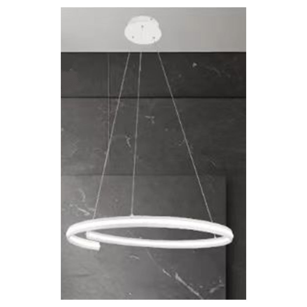 Trade Shop - Lampadario Led Moderno A Semicerchio 100w A Sospensione Luce 6500k 70cm Bianco 33429         
