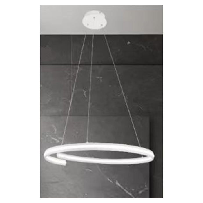 Trade Shop - Lampadario Led Moderno A Semicerchio 100w A Sospensione Luce 6500k 70cm Bianco 33429         