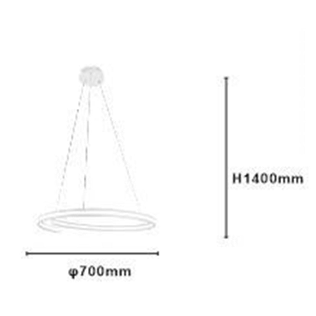 Trade Shop - Lampadario Led Moderno A Semicerchio 100w A Sospensione Luce 6500k 70cm Bianco 33429         