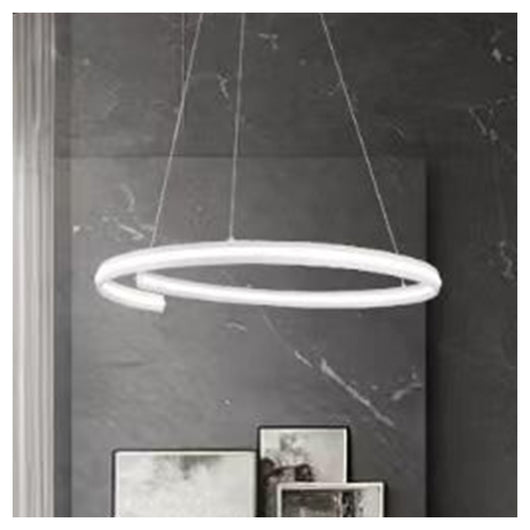 Trade Shop - Lampadario Led Moderno A Semicerchio 100w A Sospensione Luce 6500k 70cm Bianco 33429         