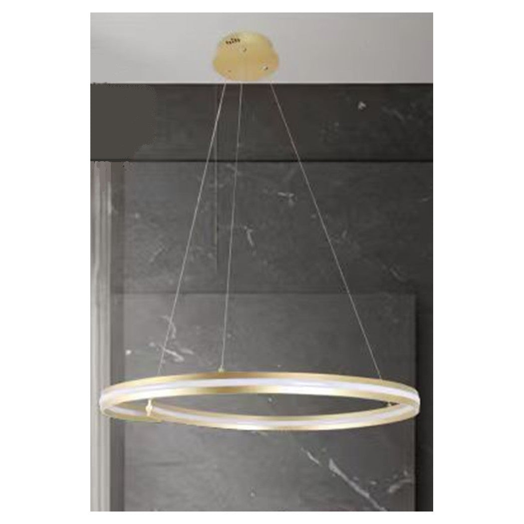 Trade Shop - Lampadario Led Moderno A Semicerchio 100w A Sospensione Luce 6500k 70cm Oro 33443         