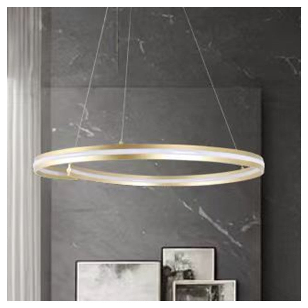 Trade Shop - Lampadario Led Moderno A Semicerchio 100w A Sospensione Luce 6500k 70cm Oro 33443         
