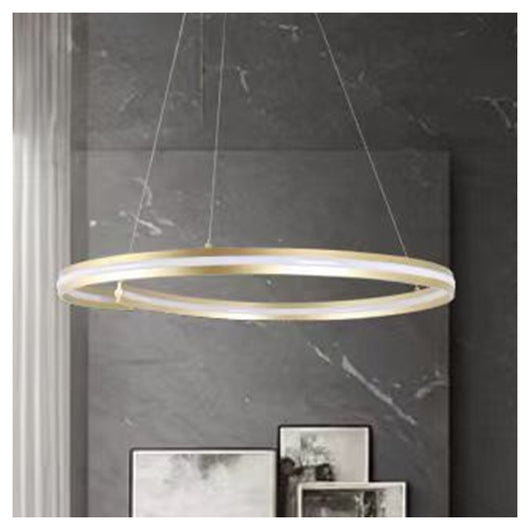 Trade Shop - Lampadario Led Moderno A Semicerchio 100w A Sospensione Luce 6500k 70cm Oro 33443         