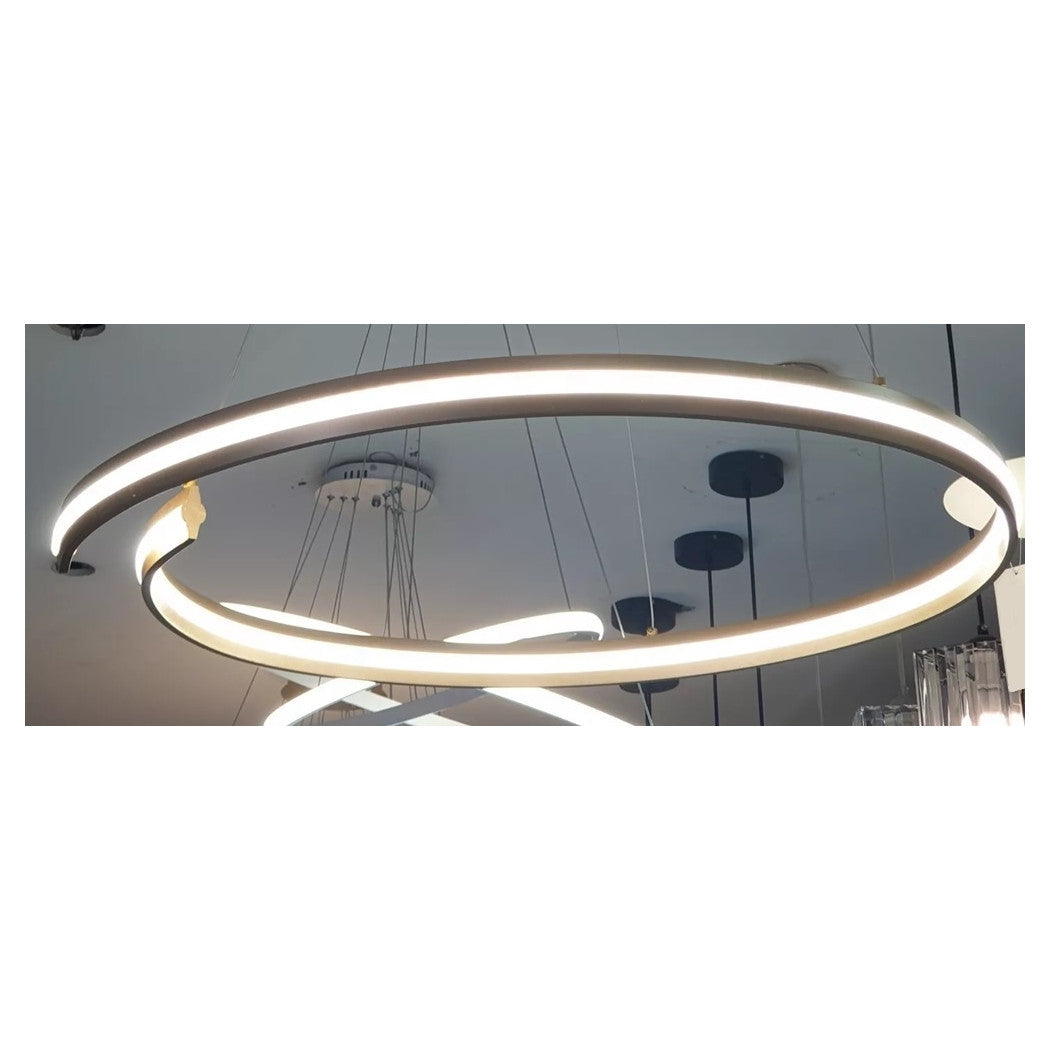 Trade Shop - Lampadario Led Moderno A Semicerchio 100w A Sospensione Luce 6500k 70cm Oro 33443         
